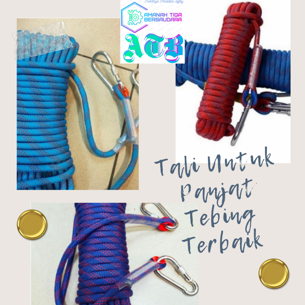 JUAL TALI KARMANTEL STATIS WITH CARABINER 12 MM X 20 M / TALI PANJAT TEBING