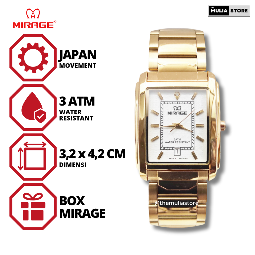 MIRAGE Jam Tangan Wanita/Unisex Mirage Original 7738 BSP M Tanggal Analog