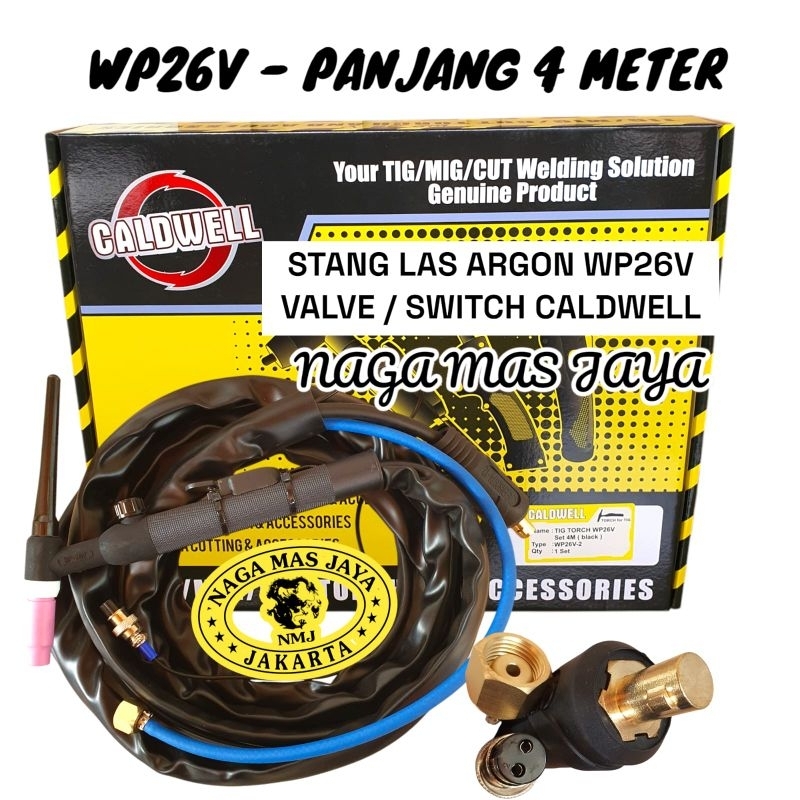 STANG LAS ARGON CALDWELL WP26V WP26 4 METER / TIG TORCH STANG LAS ARGON WP26V WP 26 CALDWELL