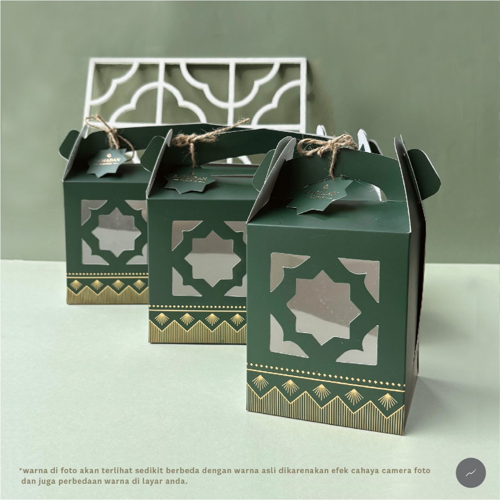 

RB 10pcs Gable Box Lebaran Idul Fitri Dus Kue Kering Lebaran Packaging Hampers (DARK GREEN)