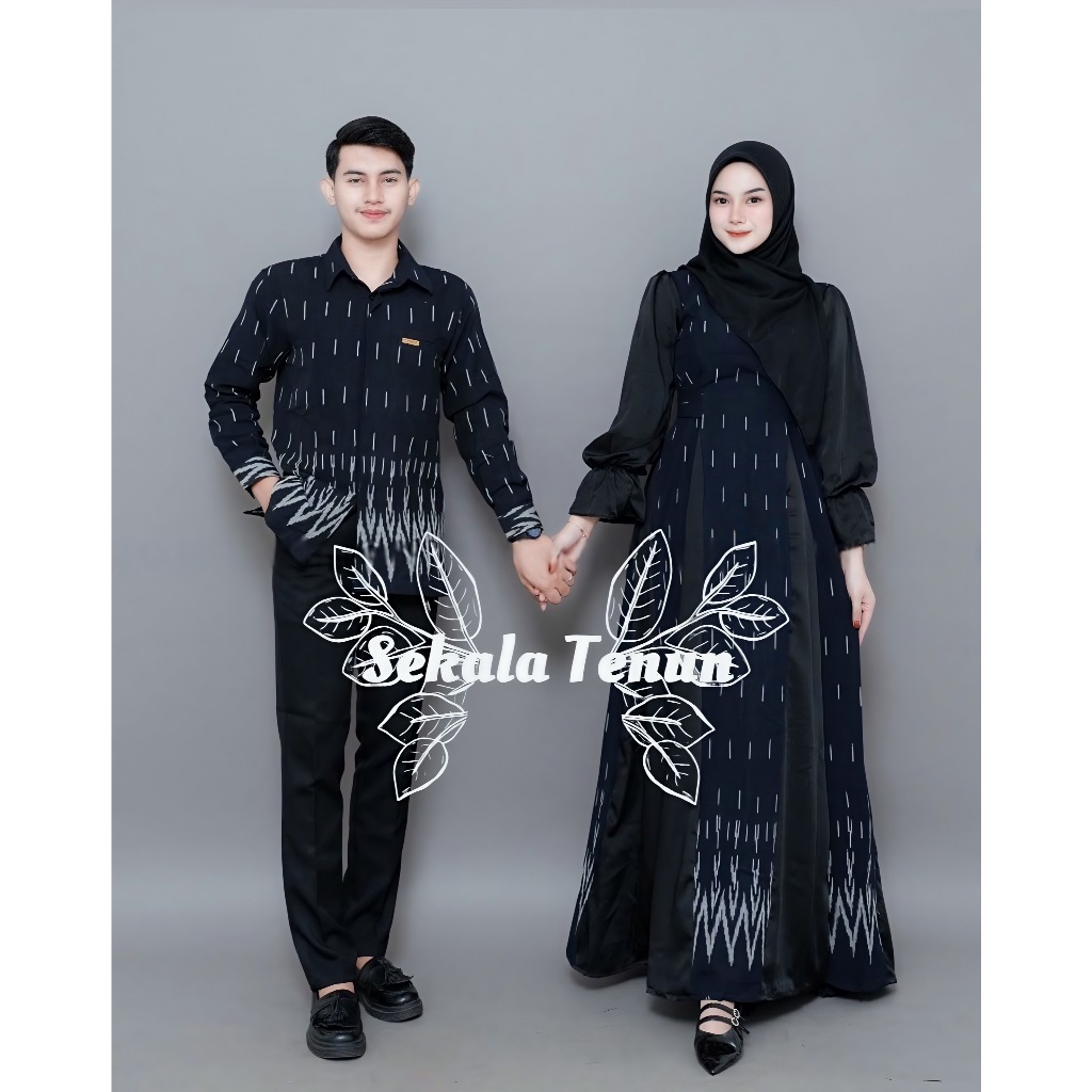 Baju Tenun Couple Dress Batik Tenun Modern Setelan  Pria Wanita Model Tebaru Modern