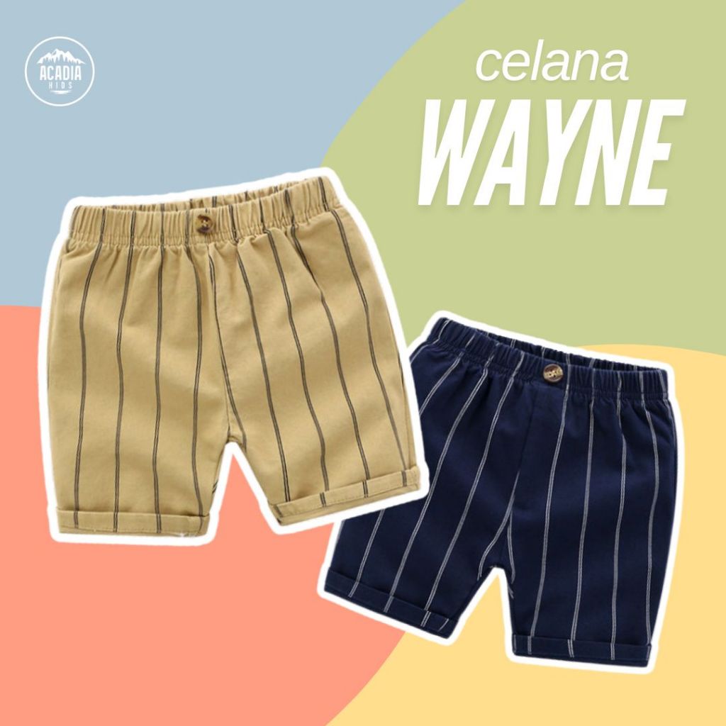 [Ramadhan Sale] Bawahan Anak Laki WAYNE Celana Pendek Motif Garis Premium Terlaris Terbaru baju leba