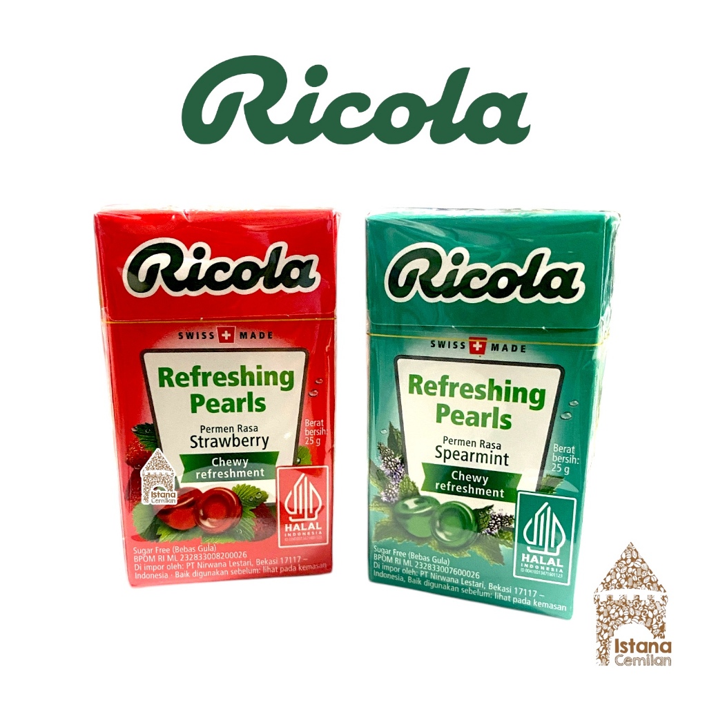 

Ricola Refreshing Pearls Spearmint / Strawberry Permen Chewy 25 Gram