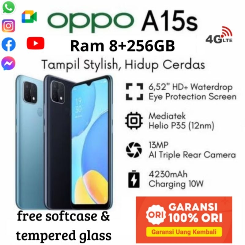 OPPO A15S RAM 8GB Internal 256GB Garansi 1 TAHUN