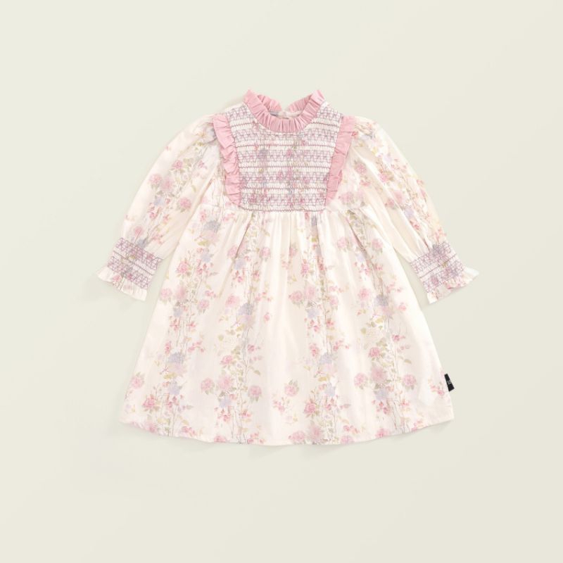 Hnz Kasacima-Azzahra smocked dress// smocked dress anak import// dress anak import