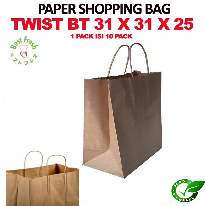 

Paper Bag Shopping SQUARE BT TWIST 31x31x25 | Tas Shopping Paper | paper Shopping Bag