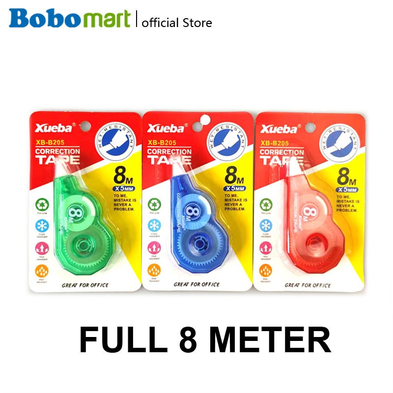

BOBOMART XUEBA CORRECTION TAPE 8M & 12M - TAPE KOREKSI PRAKTIS UNTUK PENGGUNAAN SEHARI-HARI XB205