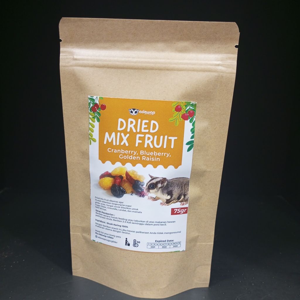 ADEWAP GLIDER Dried Mix Fruits Campuran 3 Buah Kering Cemilan Sugar Glider