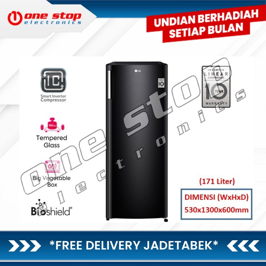 LG GN-INV304BK Kulkas Freezer 1 Pintu Smart Inverter Compressor 171 L