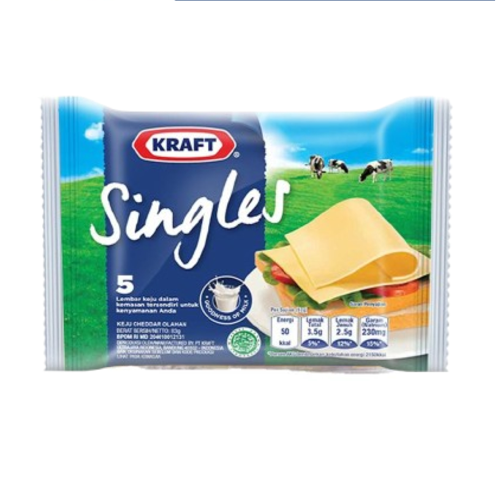 

Kraft Keju High Calcium Singles 5 Slice 75g Untuk Burger dan Camilan