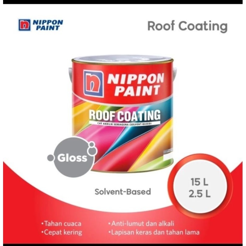 NIPPON PAINT-NIPPON ROOF COATING -2,5LTR-CAT GENTENG SOLVEN BASE-CAT GENTENG NIPPON PAINT-READY MIX