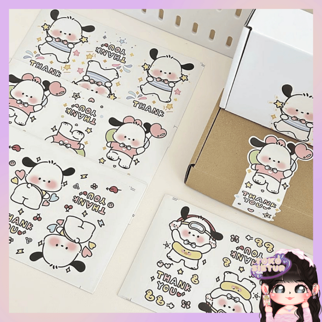 

[TS] (3 LEMBAR) POCHACO SEALING STIKER THANK YOU SEGEL LUCU KIYOWO SANRIO STIKER PACKING