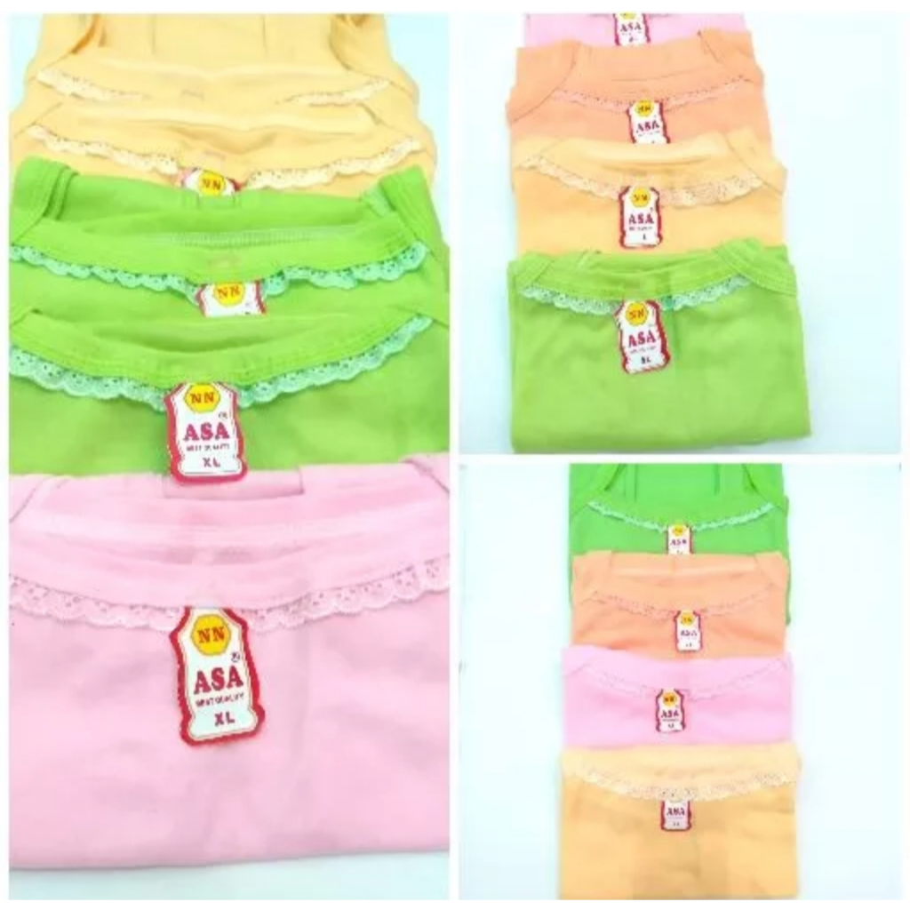 6PCS Singlet Wanita Warna Remaja renda