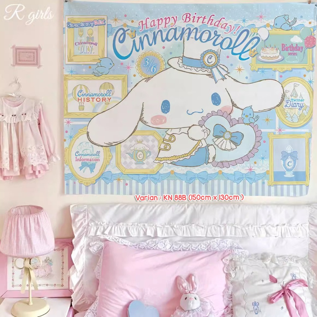 POSTER KAIN WALLPAPER KAIN HIASAN BACKGROUND DINDING MOTIF SARIO CINNAMOROL MY MELODY KARTUN ANIME N