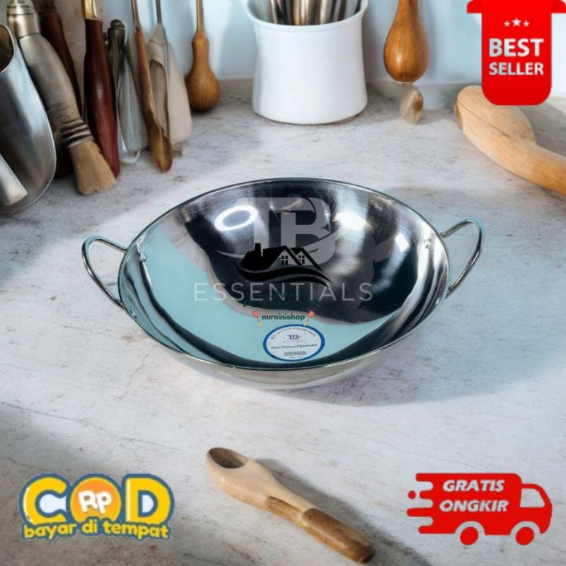 [RP] wajan wok stainless steel uk 21,24,26,28,30,32 cm