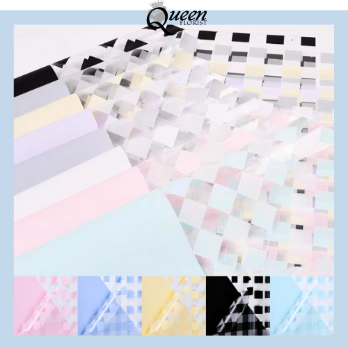 

20 LEMBAR Kertas Buket Square Stripe Cellophane Flower Wrapping 6112