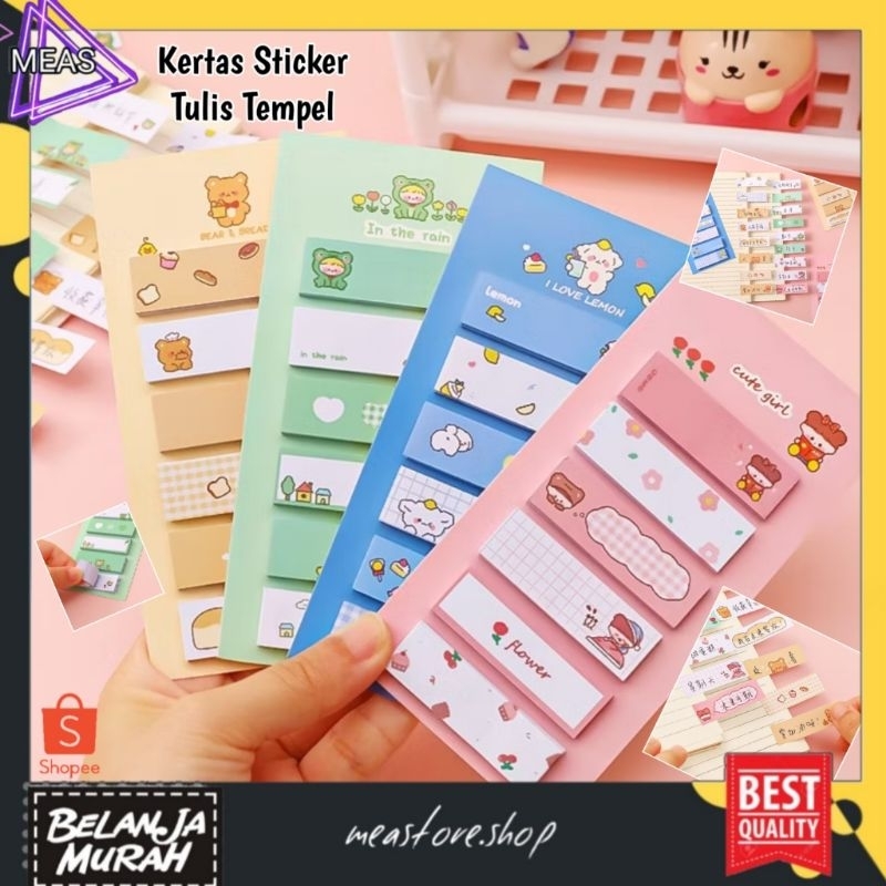 

MEASTORE Sticky Notes Motif Lucu 6 IN 1 Tempelan Kertas Catatan 120Lembar Notes Kertas Tempel Karakter Bear Frog Girl Pembatas Buku Cute Imut Penanda Buku Memo Stick Stationery Memo Pad Convenience Cute 6 IN 1