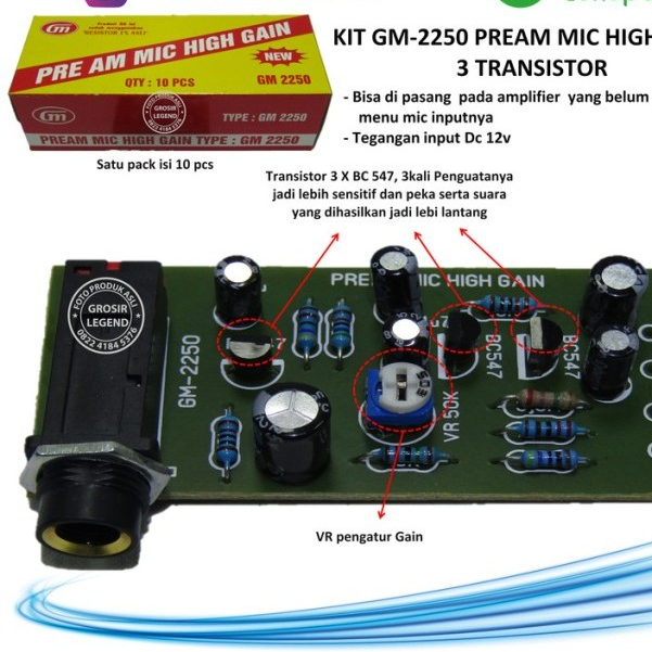 KIT PREAMP MIC, HIGH GAIN, GM 2250