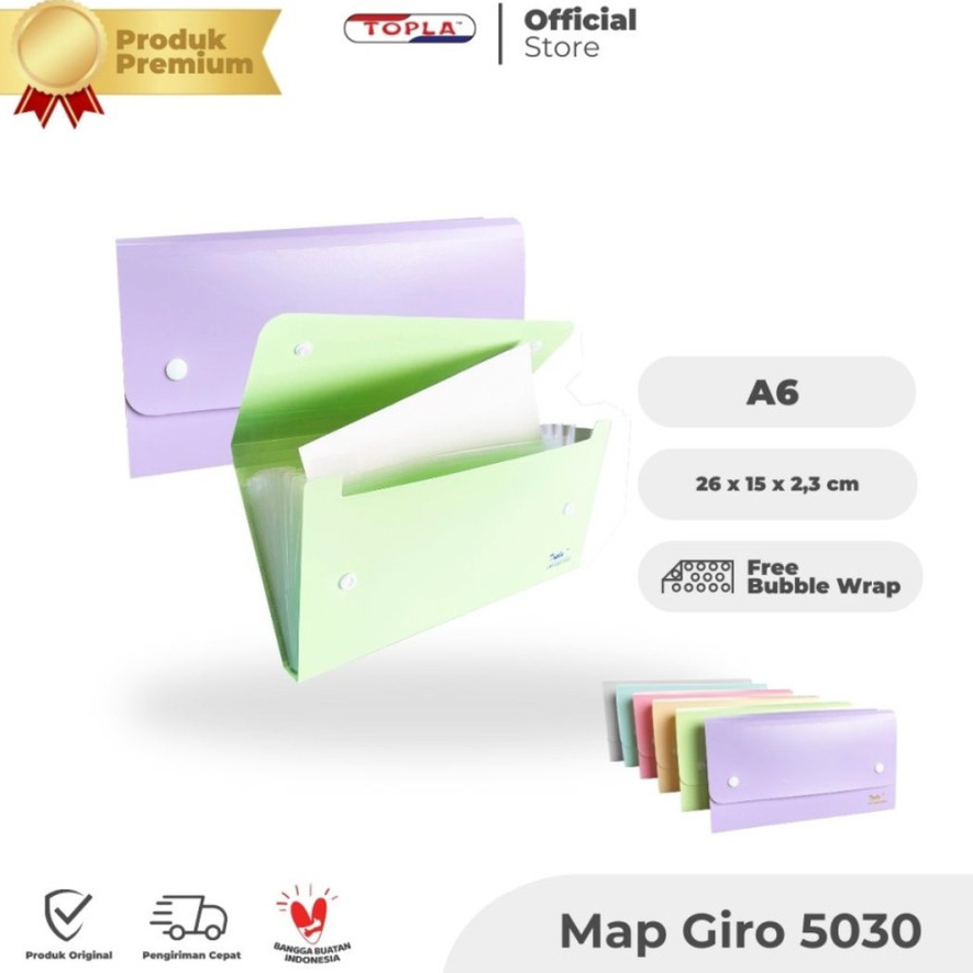 

MAP GIRO TOPLA PASTEL 5030 / Expanding Giro Map Kancing Dompet Giro Tabungan Uang Nota Cek Kwitansi Topla 5030 Pastel
