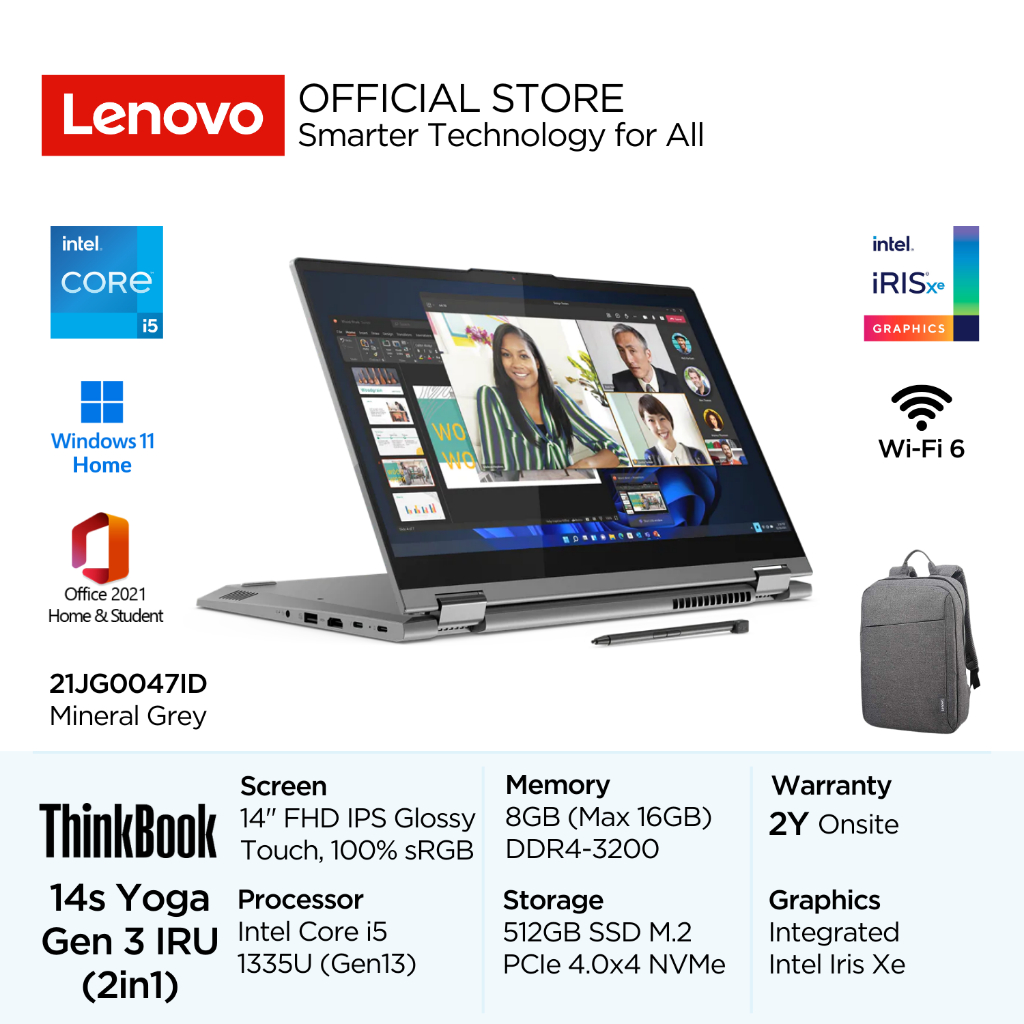 Lenovo 2in1 ThinkBook 14s Yoga Gen 3 IRU Intel Core i5 1335U Win11 8GB 512GB SSD 14" FHD IPS 100% sR