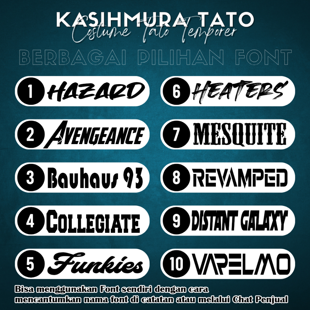 Tato Temporer Costume Nama Sesuai Keinginan + Tato Nama + Tato Costume + Tato Tubuh + Tato Temporary