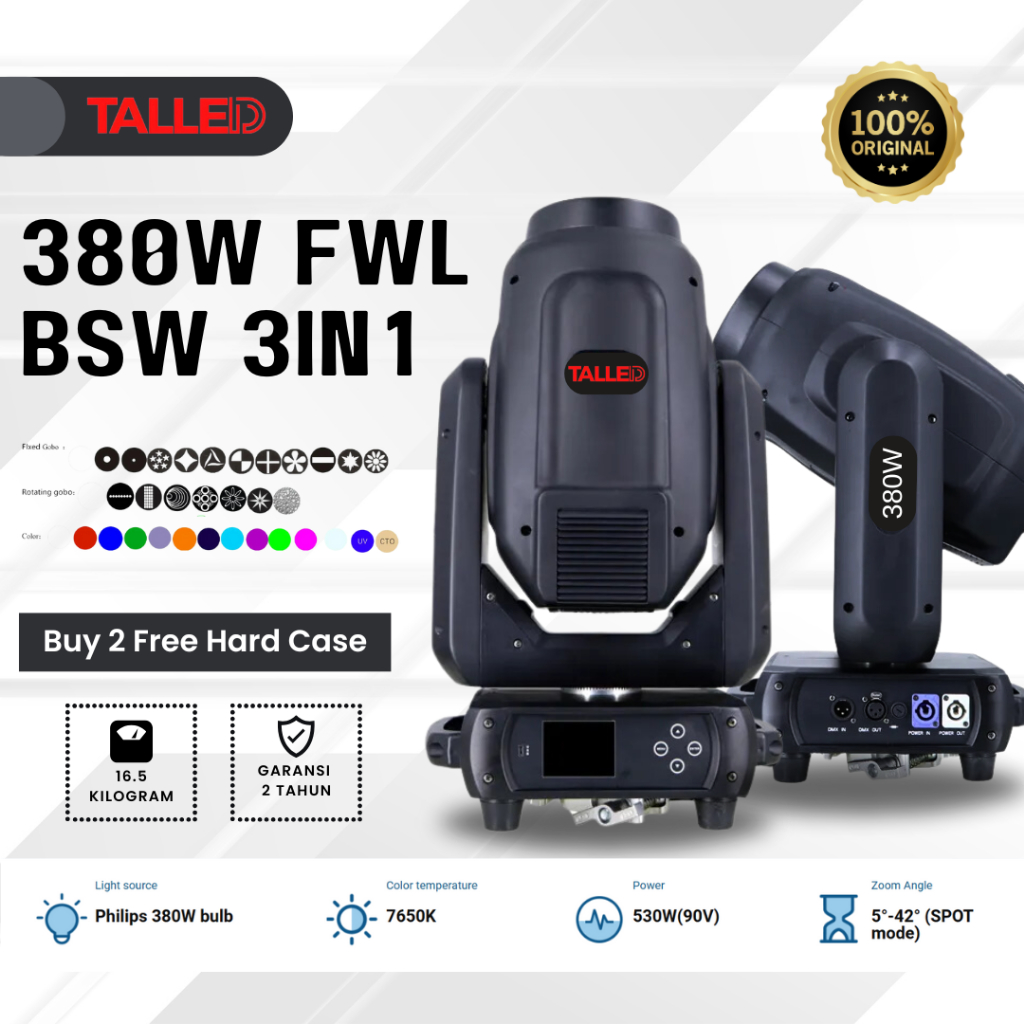 TALLED LIGHTING PANGGUNG MOVING BSW 380W BEAM SPOT WASH (3IN1) MOVING HEAD LIGHT TALLED
