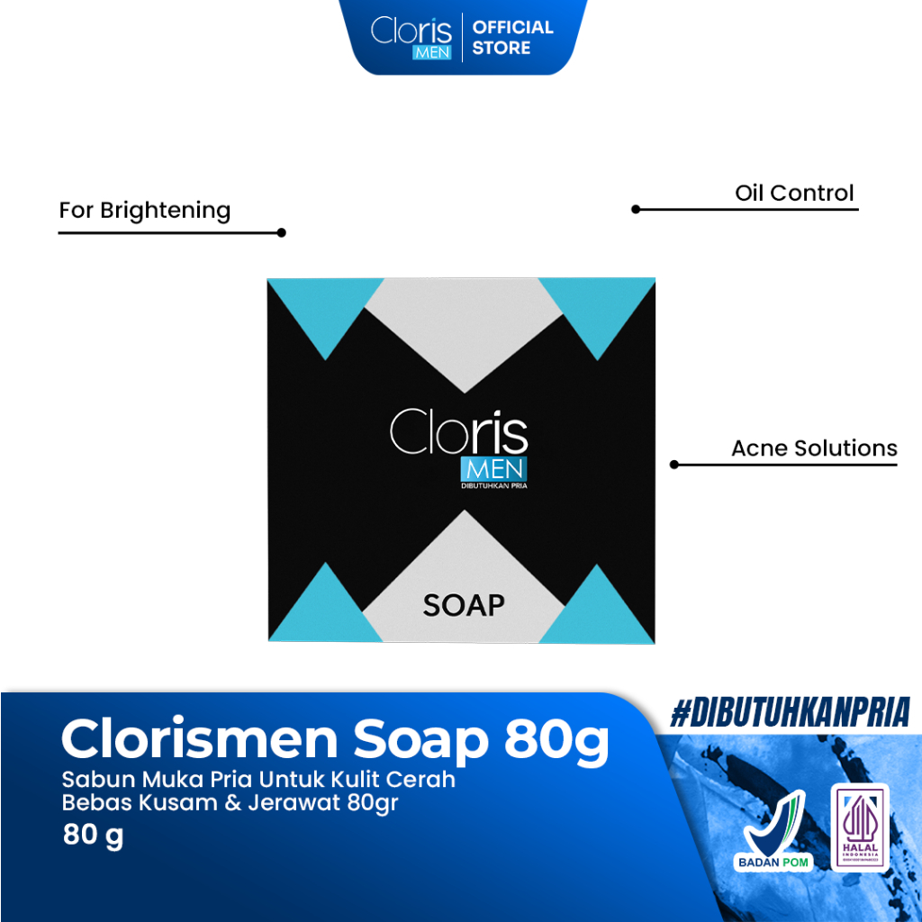 Clorismen Soap - Sabun Muka Pria Untuk Kulit Cerah Bebas Kusam Berminyak Komedo & Jerawat
