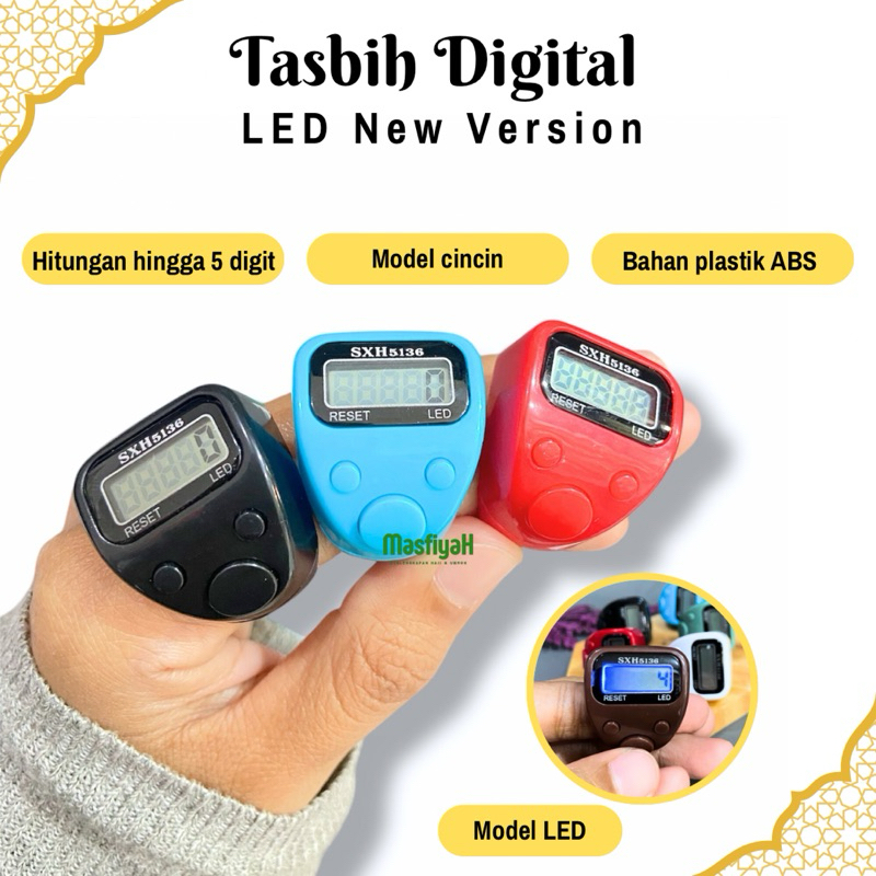 Tasbih Digital Led Ring Tasbih Digital Led Mini Tasbih Cantik Modern Alat Hitung Dzikir Alat Ibadah 