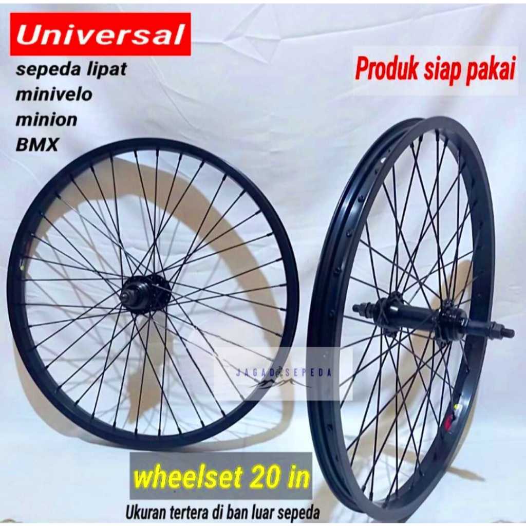 Velg sepeda BMX Jari jari hitam 20 in sepeda 20 BMX double drat bisa pasang cakram cocok untuk semua