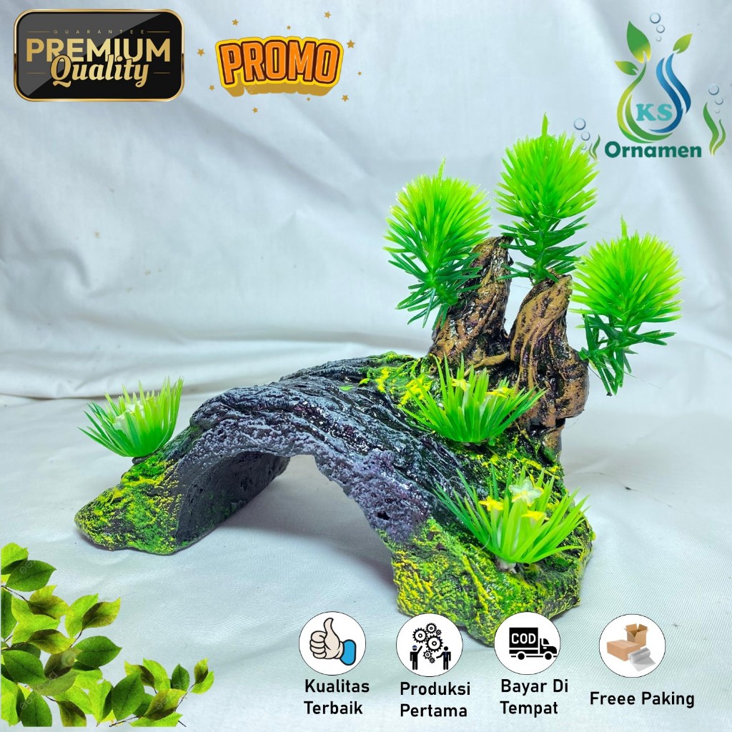 Hiasan Aquarium | Ornamen Aquarium Jembatan Cemara | Ornamen Tanaman Cemara