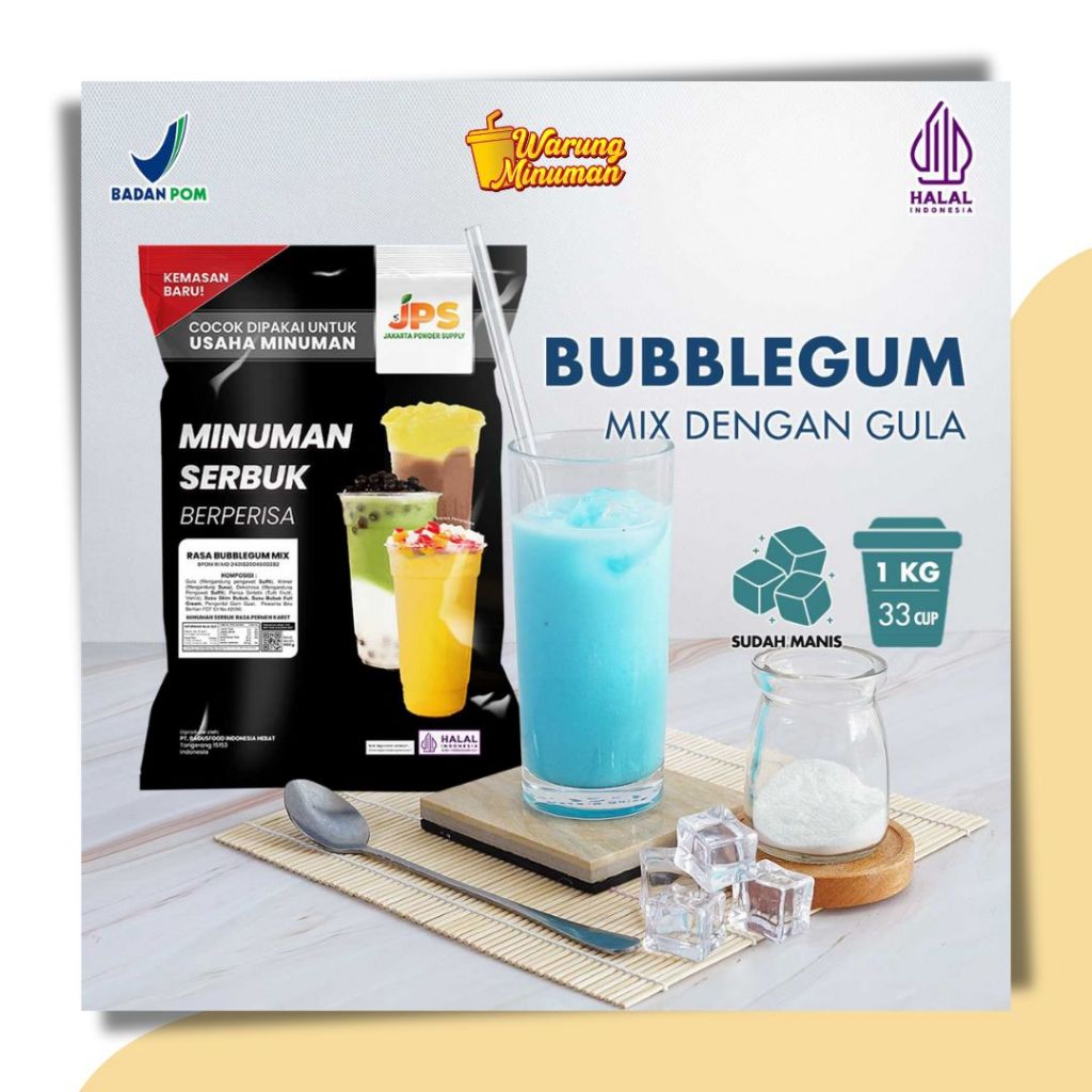 

JPS Mix Bubble Gum 1 kg Bubuk Minuman Dengan Gula / Serbuk Instan Berperisa