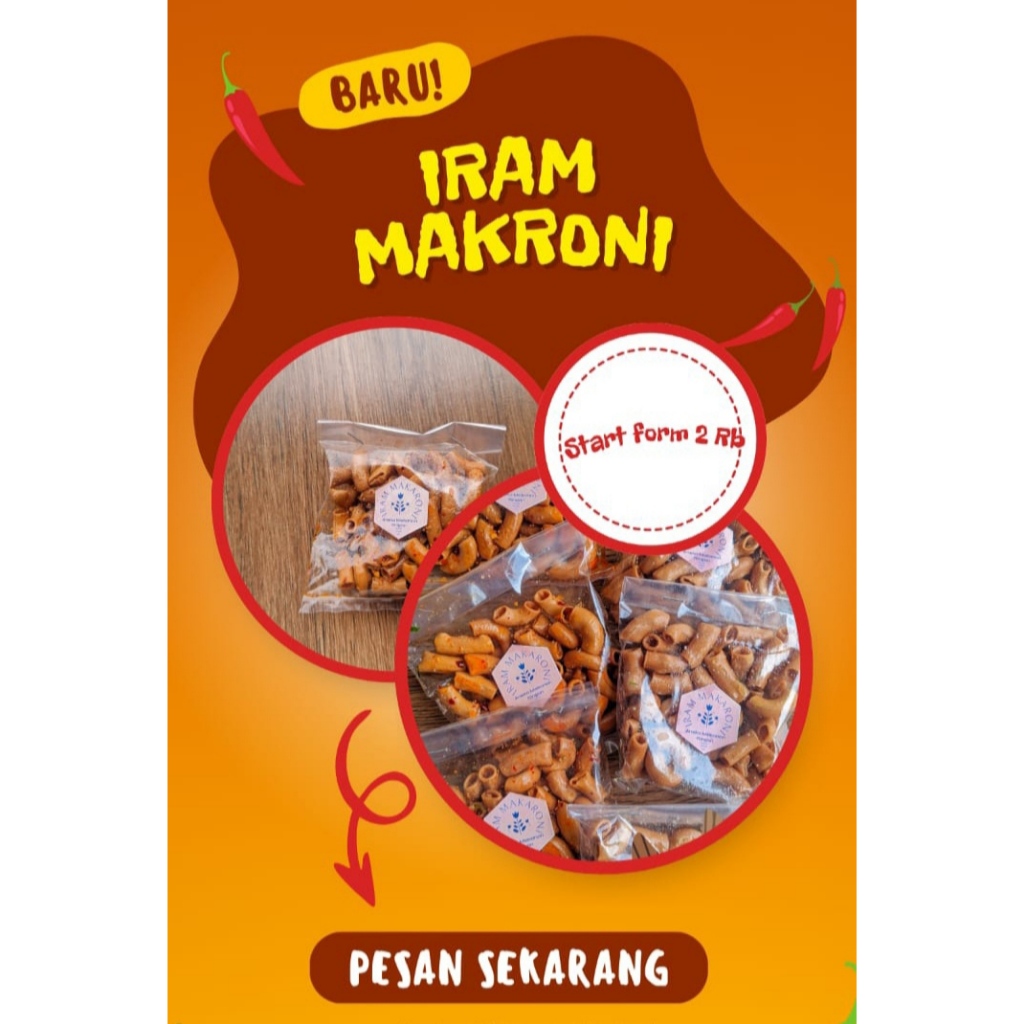

MAKARONI IRAM Pedas & Original Beraroma daun jeruk (170Gram, 500Gram dan 1000Gram)