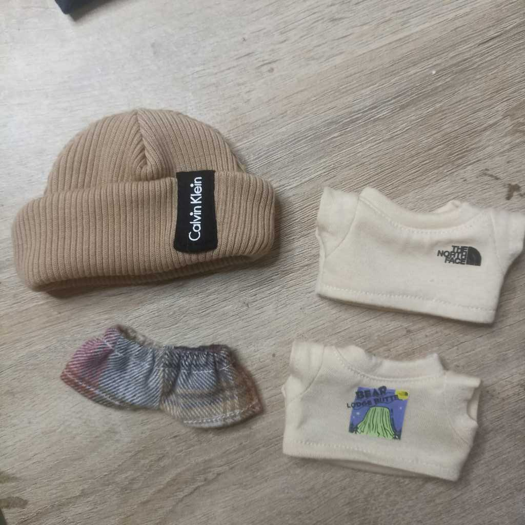 SC-IDOLLOOK TAEHYUNG V BTS KAOS, BEANIE SABLON, CELANA KOTAK-KOTAK FOR DOLL 10 CM 15 CM 20 CM BAJU B