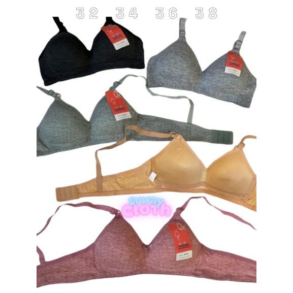 Bra Pelajar Anak Perempuan Remaja Bahan Katun Busa Kait 2 Tanpa Kawat PoLos - 6 Pcs BH anak Tanggung