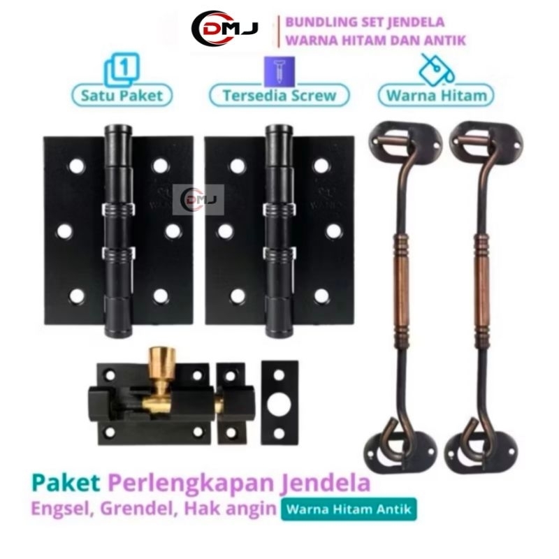 Paket Perlengkapan Jendela Kayu Alumunium Satu set//TERMURAH