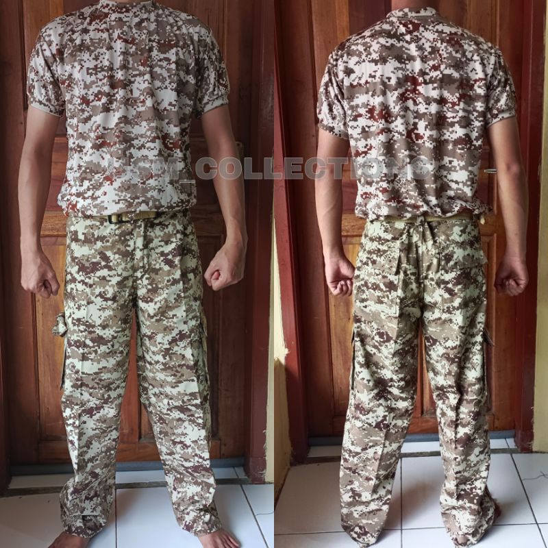 setelan loreng gurun kaos pendek dan celana pdl loreng gurun | setelan pdl lapangan