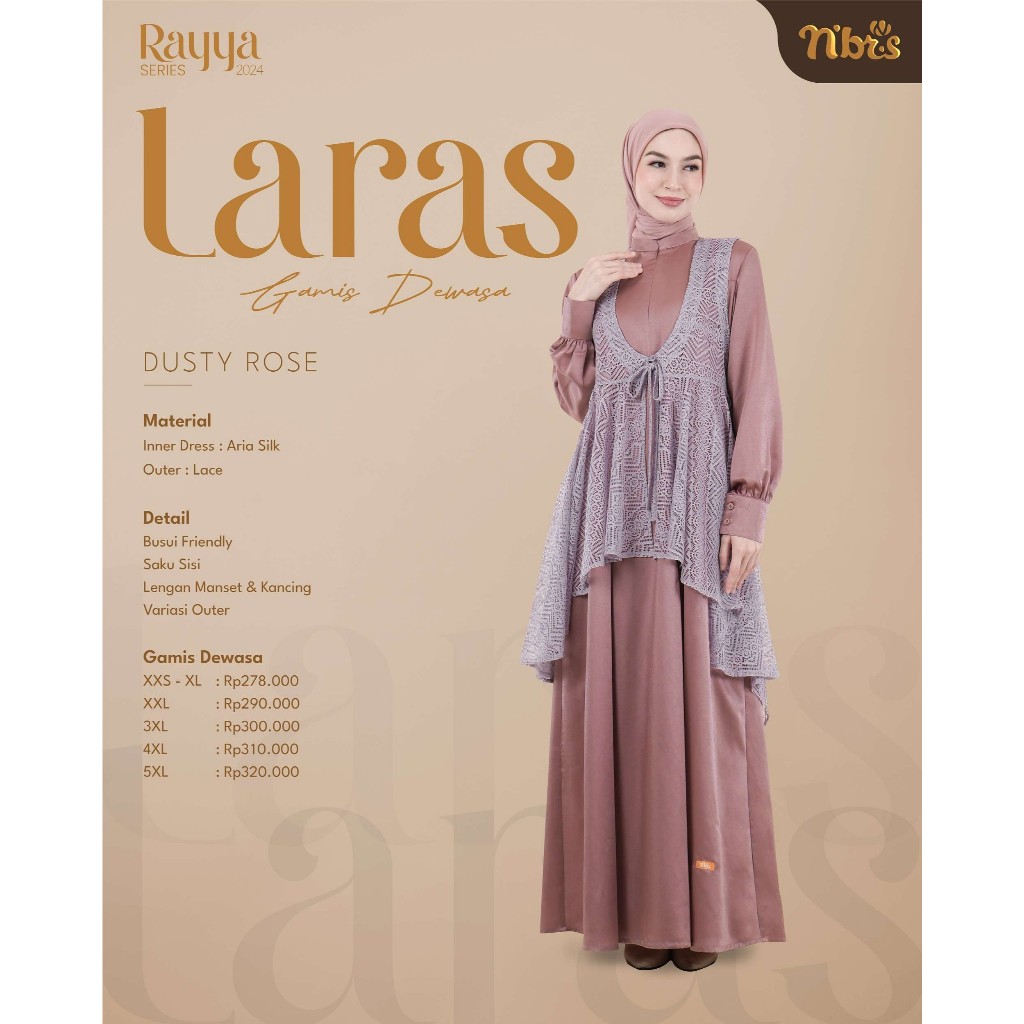 DISKON 50% GAMIS MUSLIM NIBRAS BERUKAT MURAH LARAS DUSTY ROSE