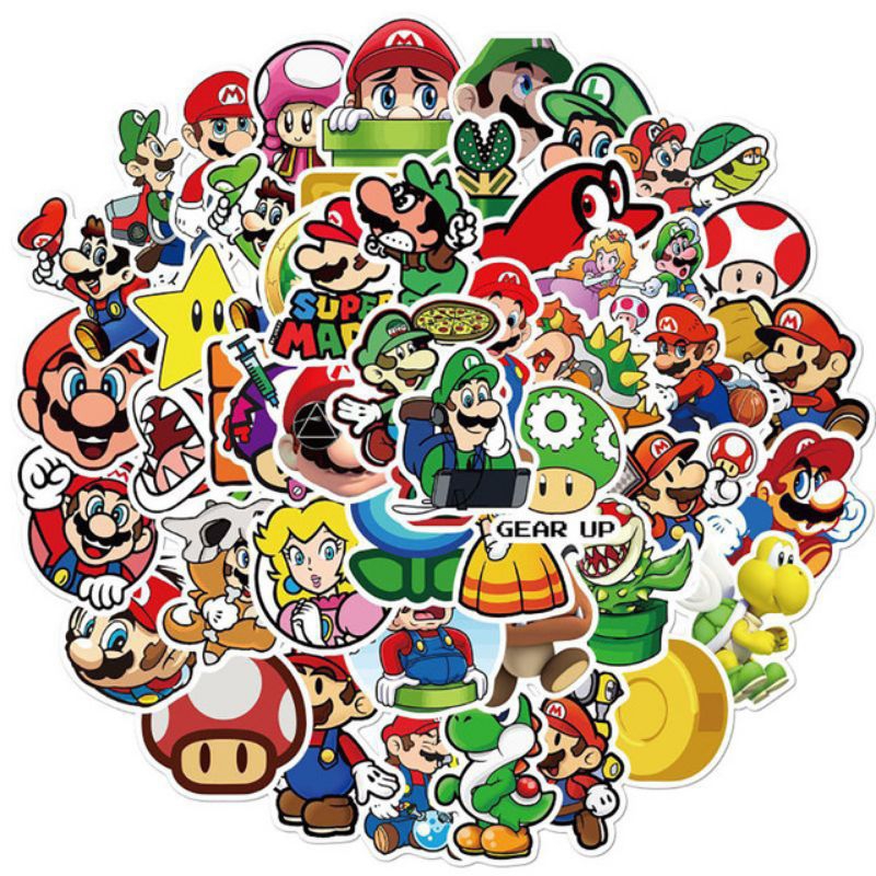 

Stiker Super Mario Kart Genggam Stiker Kartun Mario Bros