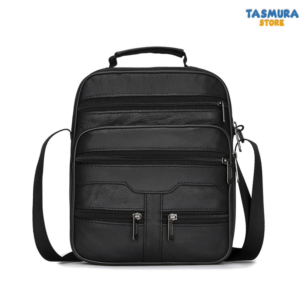 Alexa Tas Selempang Pria Kulit Hangout Fashion Korean Cowok Premium Hitam - ELON WB100