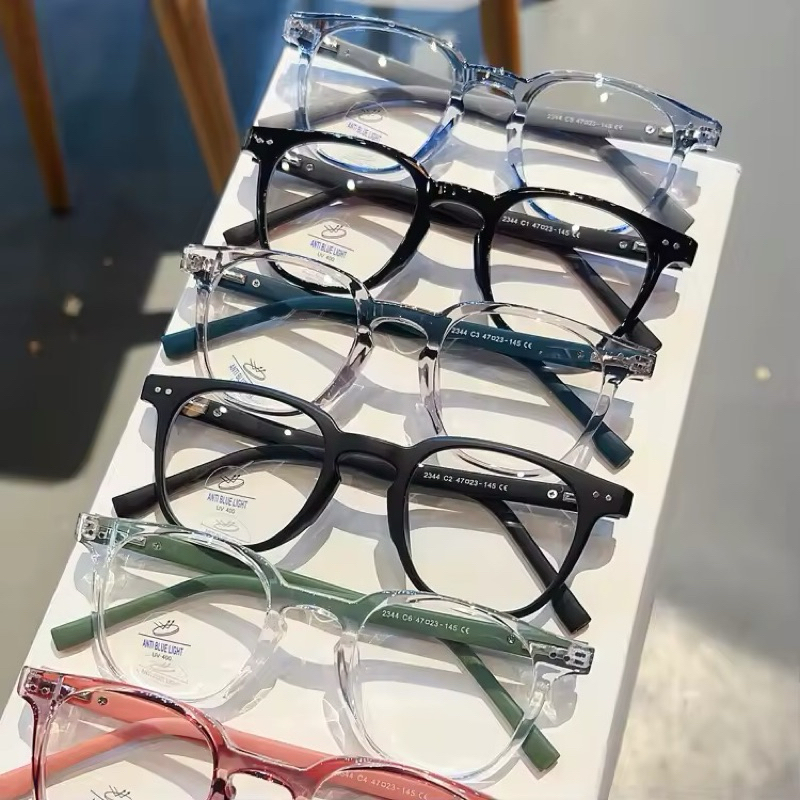 Frame Kacamata Kotak 2344 - Lensa Bluecormic, Photocormic, Antiradiasi, Blueray | Minus, Normal, Cyl