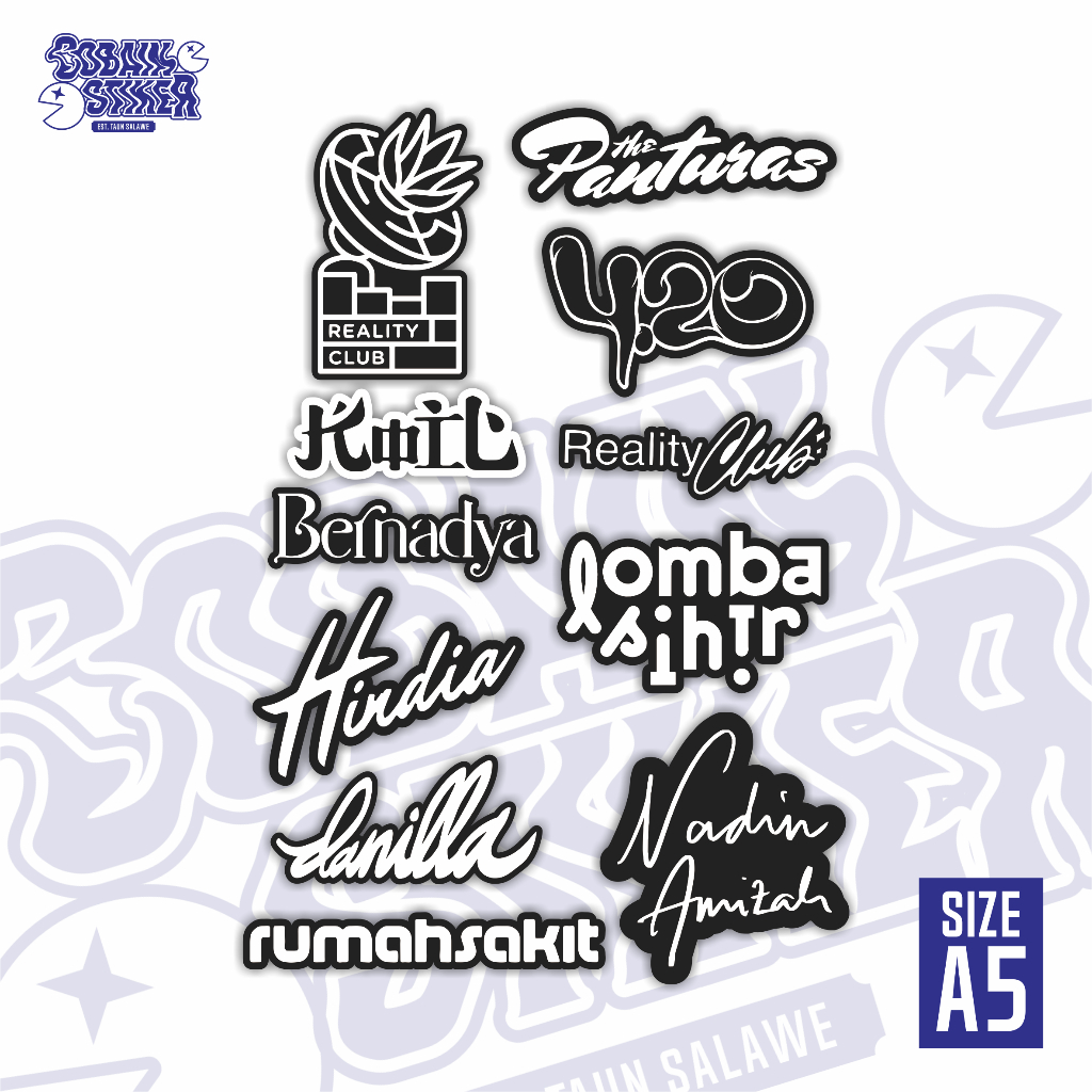 

Stiker Waterproof Vinyl | Stiker Vinyl Laminasi Anti Air | Stiker Pack Costum | Band #02