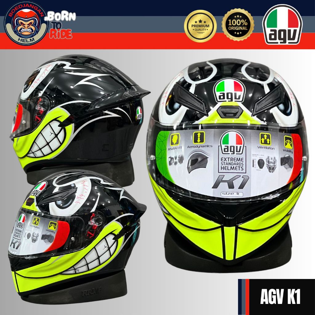 AGV HELM K1 GRAPICH - BIRDY BLACK - AGV ORIGINAL K1 - HELM AGV FULL FACE