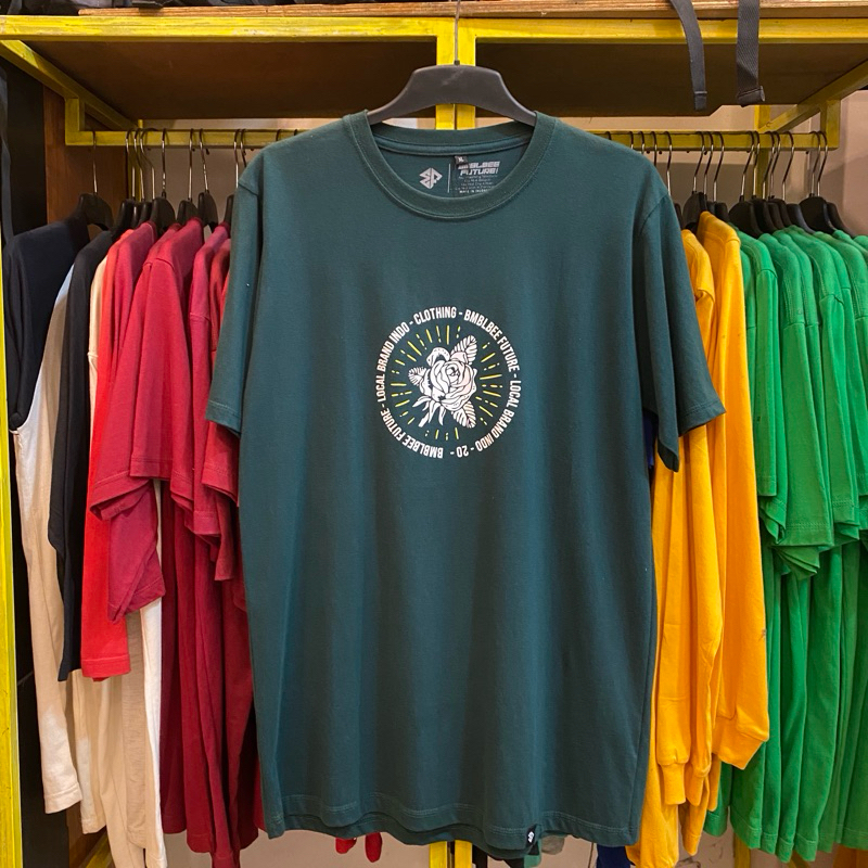 bmblbee tshirt flo - hijau botol / kaos pria