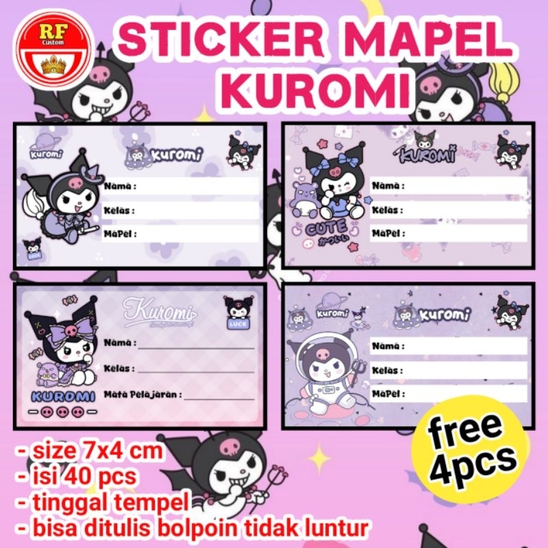 

(free 4pcs)40 PCS STIKER MAPEL / LABEL NAMA BUKU SEKOLAH / STIKER MATA PELAJARAN TEMA ANIME KUROMI