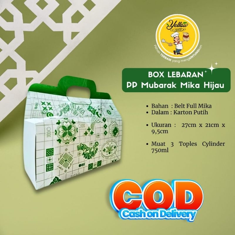 

BOX LEBARAN PP MUBARAK MIKA HIJAU / 3 TOPLES CYLINDER 750ML