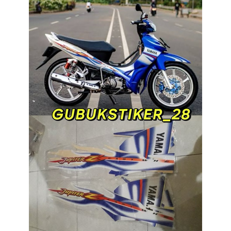 STRIPING STIKER LIS BODY MOTOR YAMAHA JUPITER Z TAHUN 2005 CW BIRU PUTIH