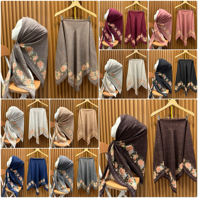 (Ziva Lies Flow) Hijab Denaay Voal kw segi empat motif premium