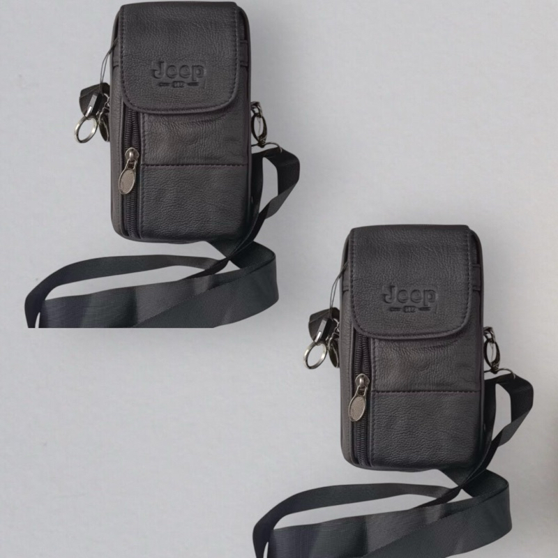 sarung hp pinggang kulit , tas slempang pria Vertical tegak kulit jeep