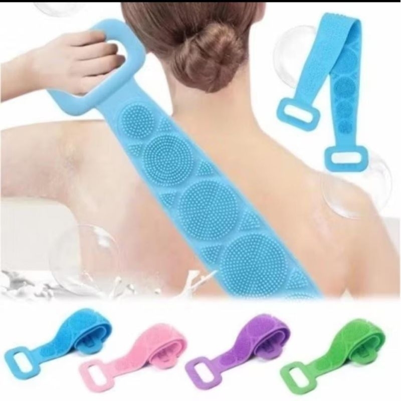 sikat punggung tarik silikon shower puff peralatan mandi