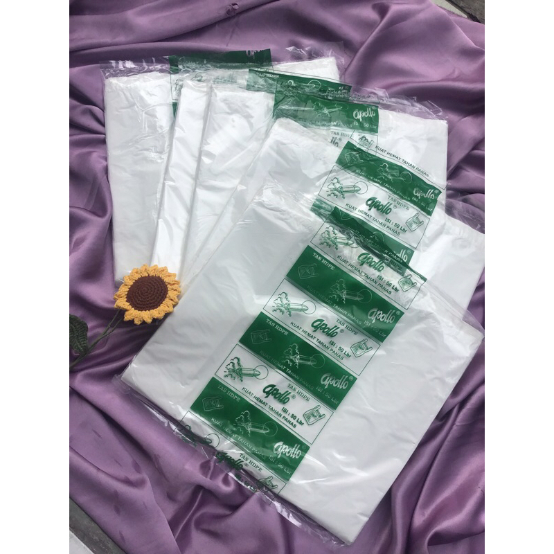 MURAH TAS KRESEK APOLLO PUTIH  TANGGUNG, BESAR, SUPER HARGA PABRIK  isi 50 pcs / tas kresek putih /k
